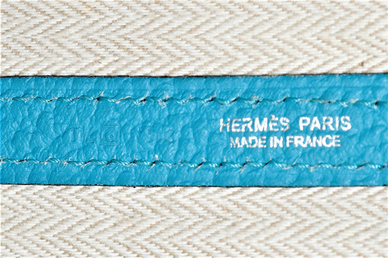 HERMES GARDEN PARTY 36 (STAMP Q) BLUE PAON NEGONDA LEATHER, WITH DUST COVER