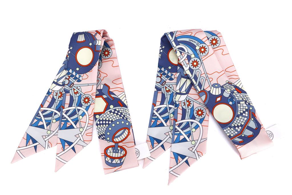 hermes scarf odyssey twilly (063707s 04) ec rose pale, blue jau