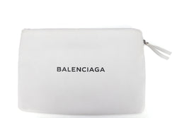 Balenciaga White Leather Shopping Pouch, with Dust Cover