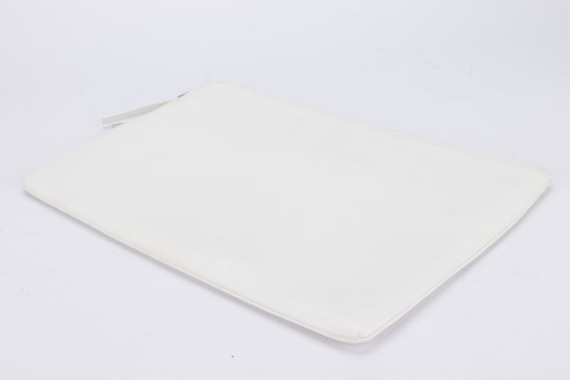 Balenciaga White Leather Shopping Pouch, with Dust Cover
