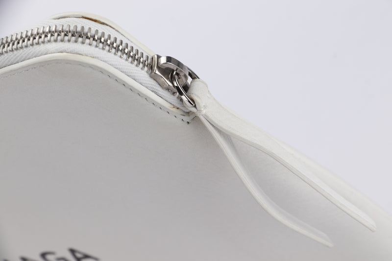Balenciaga White Leather Shopping Pouch, with Dust Cover