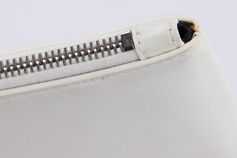 Balenciaga White Leather Shopping Pouch, with Dust Cover