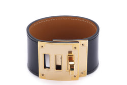 Hermes Kelly Bracelet (Stamp X), Black Color Box Leather, Gold Hardware, no Dust Cover & Box