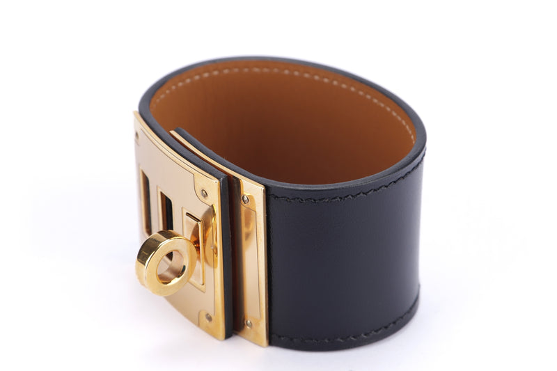Hermes Kelly Bracelet (Stamp X), Black Color Box Leather, Gold Hardware, no Dust Cover & Box