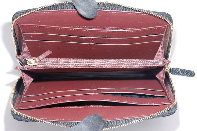Chanel Matelasse Long Zipped Wallet Black AP3337 Caviar Leather