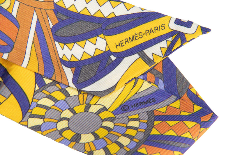 Hermes Yellow, Blue, Silk Twilly