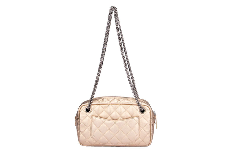 Chanel Metallic Gold Quilted Reissue Buckle 24CM Ruthenium Chain, with Card & Dust Cover
