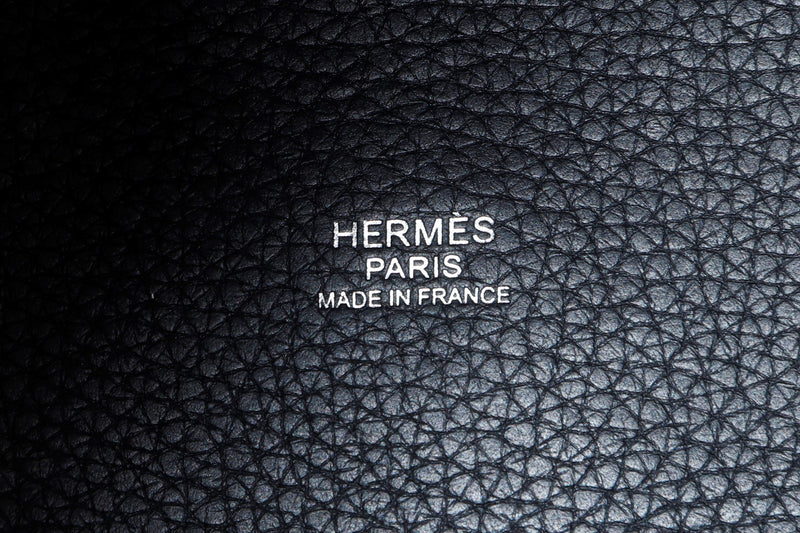 HERMES PICOTIN 26 (STAMP D) BLACK CLEMENCE LEATHER, SILVER HARDWARE, WITH KEYS, LOCK, DUST COVER & BOX