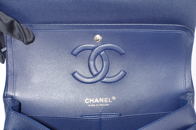 Top Custom Edition]Chanel Caviar Quilted Jumbo Double Flap Navy Blue -  JewelryReluxe