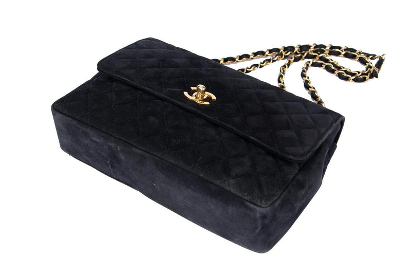 Chanel black suede bag top