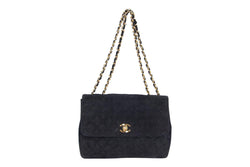 Attic House Bags VINTAGE BLACK SUEDE QUILTED LEATHER BAG HT-0006-CHA
