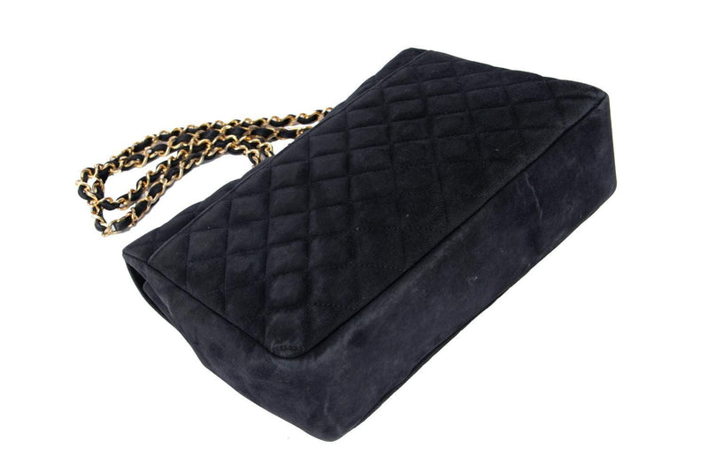 Attic House Bags VINTAGE BLACK SUEDE QUILTED LEATHER BAG HT-0006-CHA