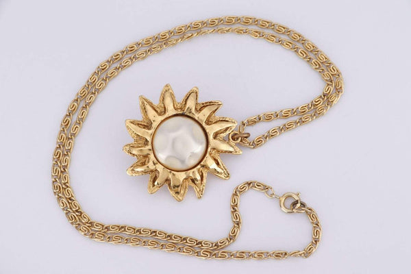 Attic House Other Accessories CHANEL FAUX PEARL SUN COLLAR NECKLACE IN GOLD COLOR 51CM H-528-CHA