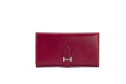 Attic House Wallet Hermes Bearn Wallet Trifold Rouge H Color Box Leather AHC-3879-HER
